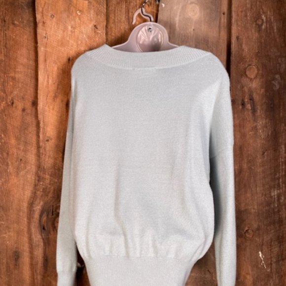 Philosophy Dusty Blue V-Neck Sweater - Size Medium - Picture 7 of 12